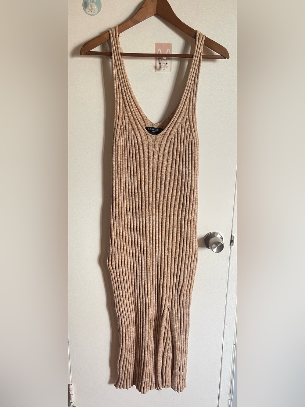 Nwt Ribbed Knit Sleeveless Midi Dress - Beige Size 18/20 Very Stretchy